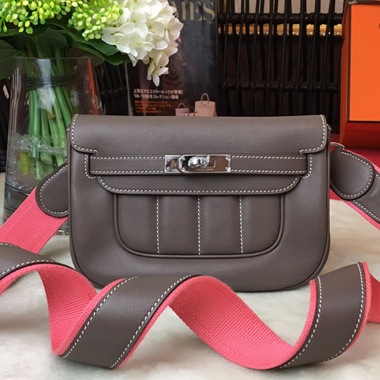 Bolsa Berline Hermes Swift Couro Cinza H04121