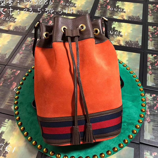 Bolsa Bucket Gucci Em Camurça Laranja 503886