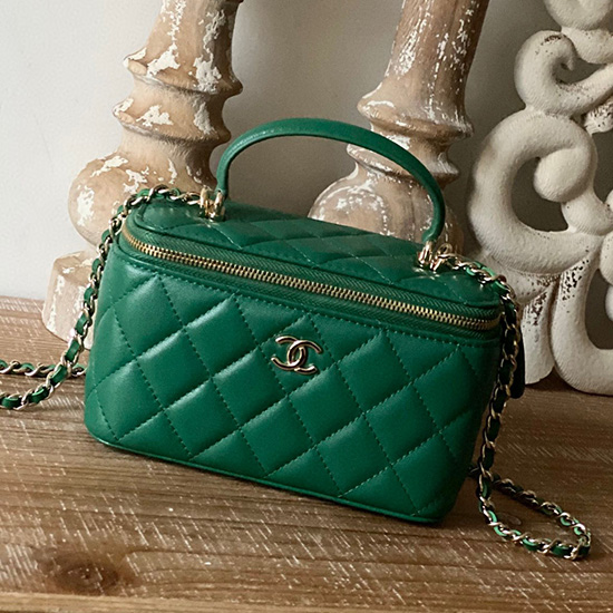 Bolsa Chanel Em Pele De Cordeiro Verde A81211