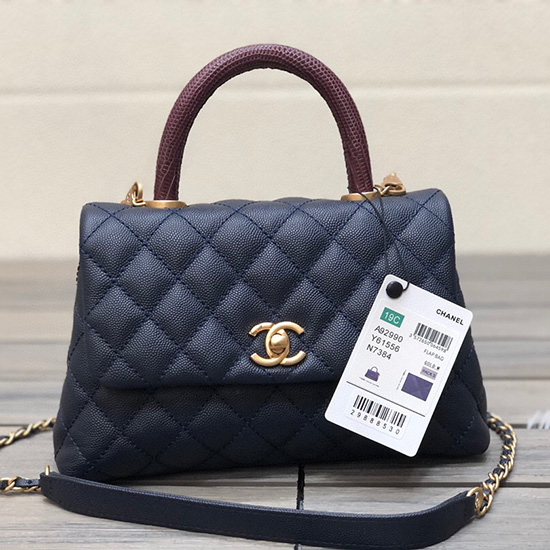 Bolsa Chanel Pequena Aba Com Alça Superior Azul A929905