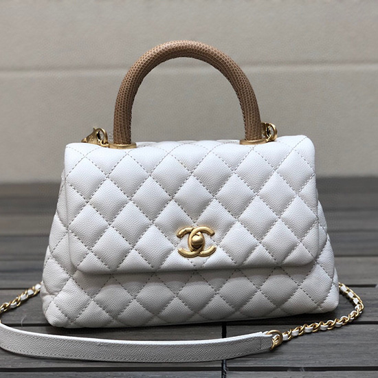 Bolsa Chanel Pequena Aba Com Alça Superior Branca A92990