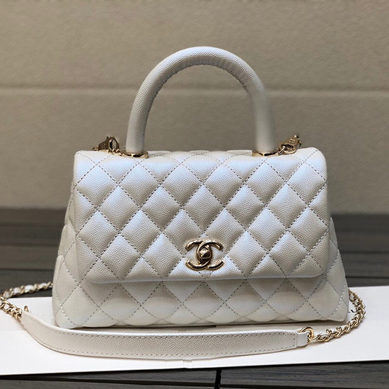 Bolsa Chanel Pequena Aba Com Alça Superior Prata A92990