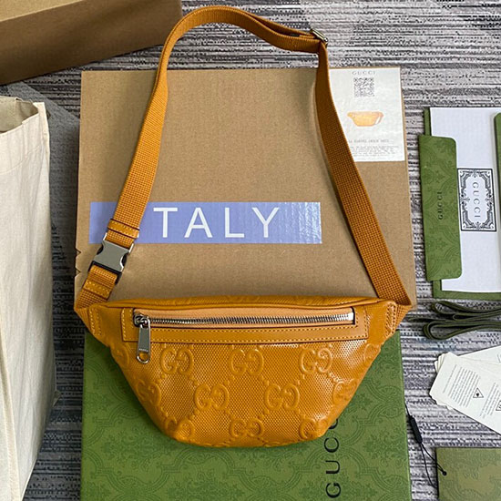 Bolsa De Cinto Gucci Gg Em Relevo Amarelo 658582