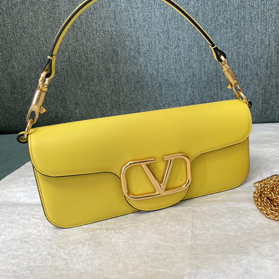 Bolsa De Ombro Valentino Loco Em Couro De Bezerro Amarelo V1133l