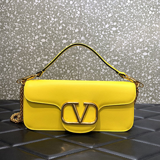 Bolsa De Ombro Valentino Loco Em Couro De Bezerro Amarelo V6031