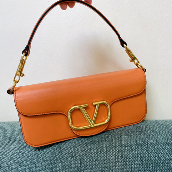 Bolsa De Ombro Valentino Loco Em Couro De Bezerro Laranja V1133l