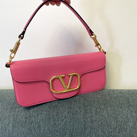 Bolsa De Ombro Valentino Loco Em Couro De Bezerro Rosa V1133l