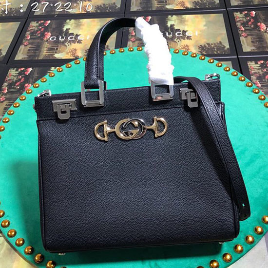 Bolsa Gucci De Couro Granulado Com Alça Superior Pequena Preta 569712