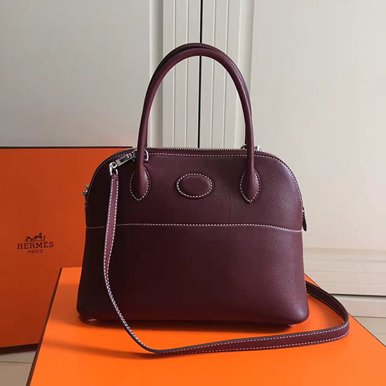 Bolsa Hermes Bolide 27 Em Couro Swift Borgonha Hb2701