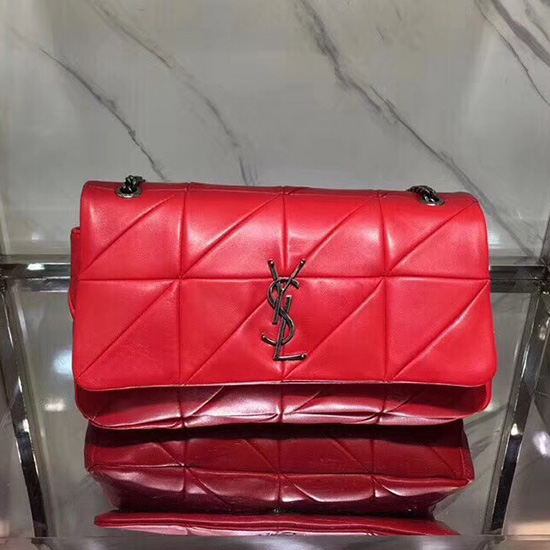 Bolsa Jamie Média Saint Laurent Em Couro Patchwork Vermelho 515821