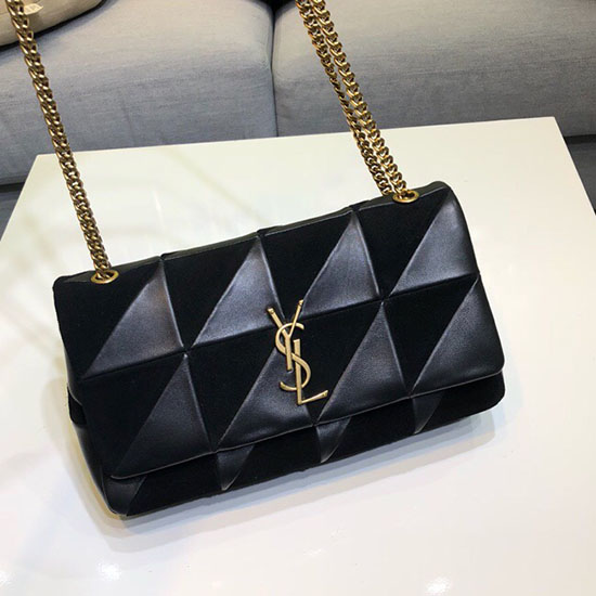 Bolsa Jamie Média Saint Laurent Em Patchwork De Pele De Cordeiro Preta 515821