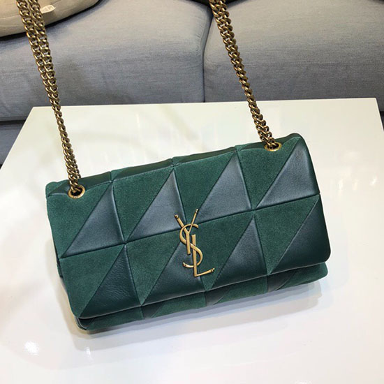 Bolsa Jamie Média Saint Laurent Em Patchwork De Pele De Cordeiro Verde 515821