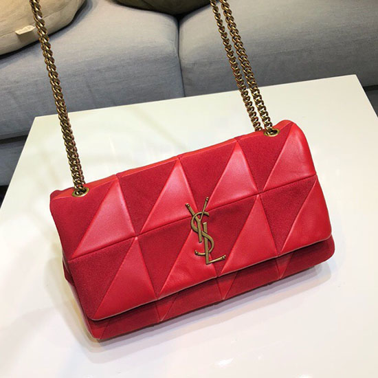 Bolsa Jamie Média Saint Laurent Em Patchwork De Pele De Cordeiro Vermelha 515821