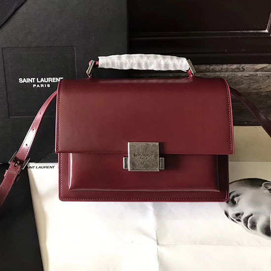 Bolsa Média Bellechasse Saint Laurent Em Couro Bordô 482051