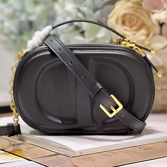 Bolsa Para Câmera Oval Com Assinatura De CD Dior Preta S2201