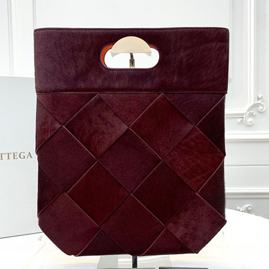 Bolsa Pequena Bottega Veneta Em Pônei Lux Cor De Vinho 574154