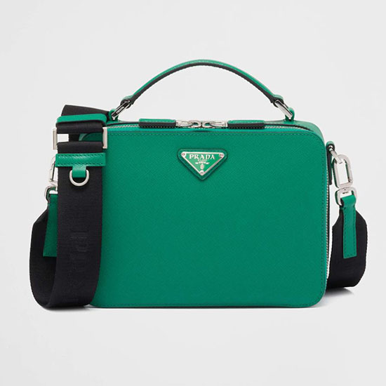 Bolsa Prada Brique Saffiano Média Em Couro Verde 2vh069