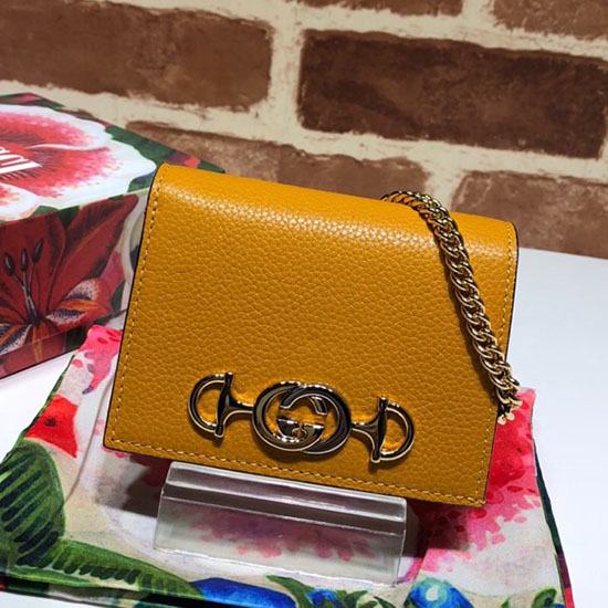 Carteira Gucci Zumi Em Couro Granulado Amarelo 570660