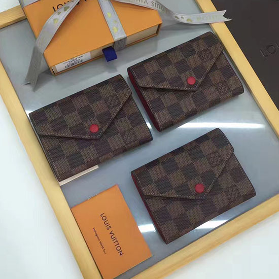 Carteira Louis Vuitton Damier Ebene Canvas Victorine Fúcsia N41659