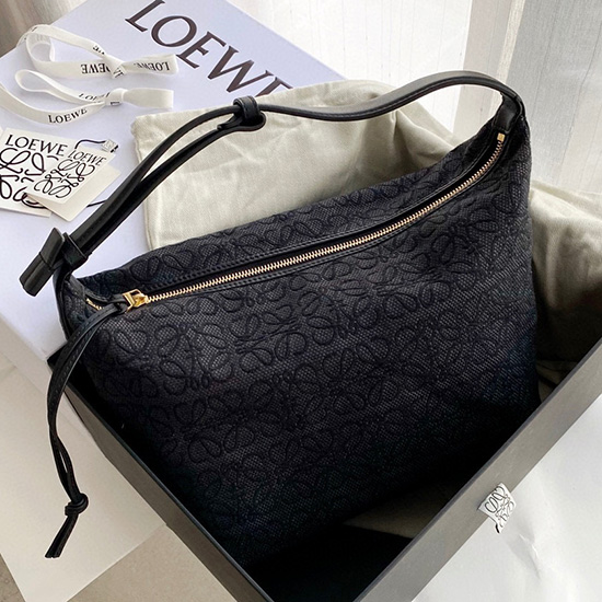 Loewe Bolsa Pequena Cubi Em Anagrama Jacquard Preto 90668