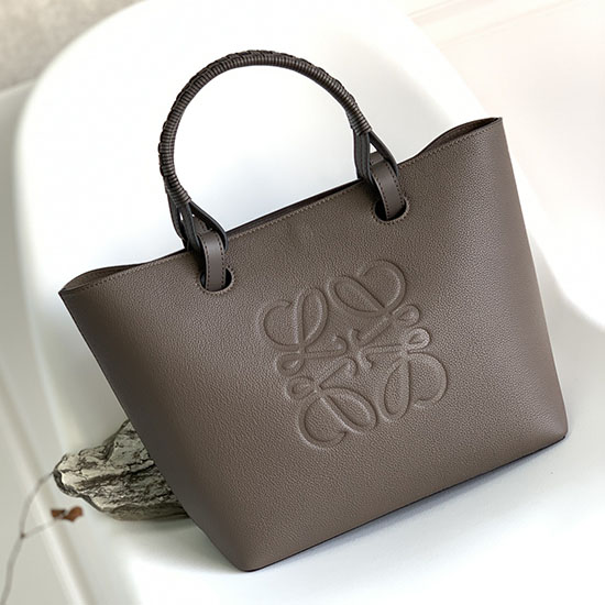 Loewe Bolsa Pequena De Couro Granulado Com Anagrama Cinza Escuro L62186