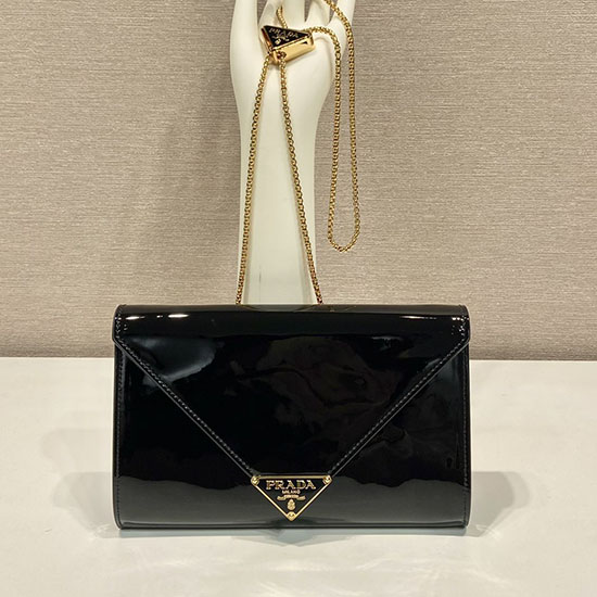 Mini Bolsa Prada Em Couro Envernizado Preto 1bp051