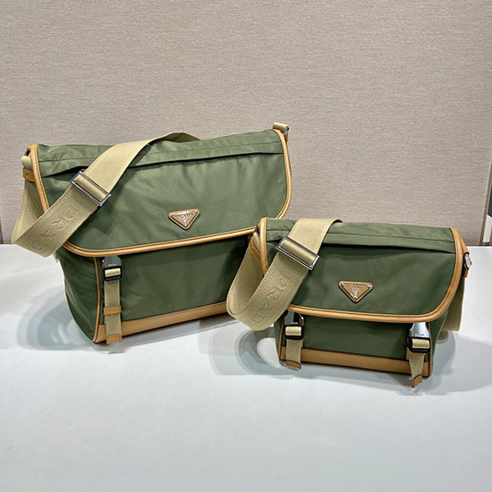 Prada Bolsa De Ombro Re-nylon E Couro Verde 2vd052