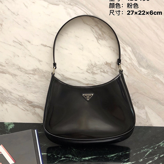 Prada Cleo Bolsa De Ombro De Couro Escovado Preta 1bc499