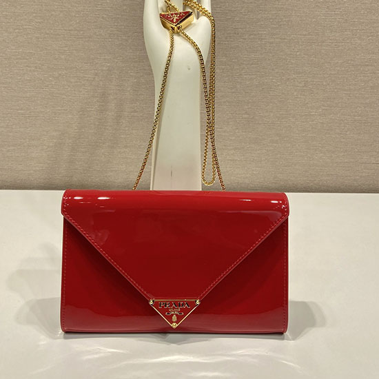 Prada Mini-bolsa De Couro Envernizado Vermelho 1bp051