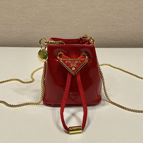 Prada Mini-bolsa De Couro Envernizado Vermelho 1nr016