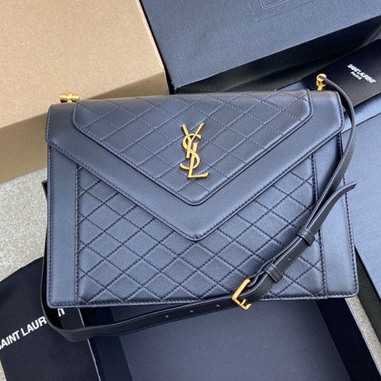 Saint Laurent Bolsa Gaby Em Pele De Cordeiro Preta 668863