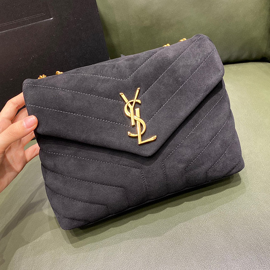 Saint Laurent Bolsa Pequena De Camurça Loulou Com Corrente Preta 494699