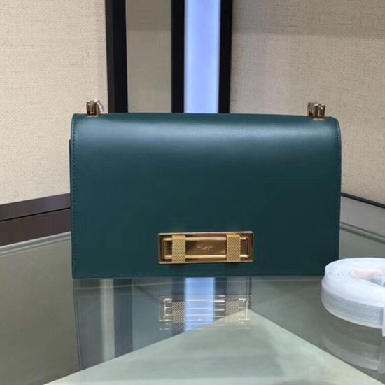 Saint Laurent Domino Médio Em Couro Liso Verde 538791