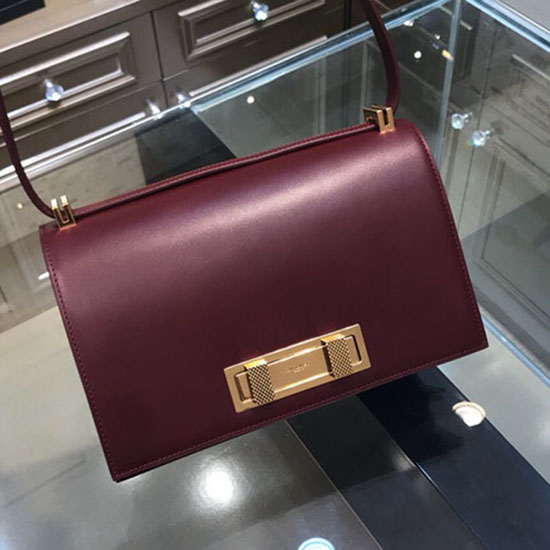 Saint Laurent Domino Médio Em Couro Liso Vermelho 538791