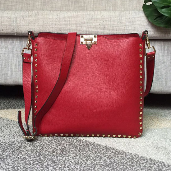 Valentino Bolsa Hobo Em Couro De Bezerro Macio Vermelho V50031