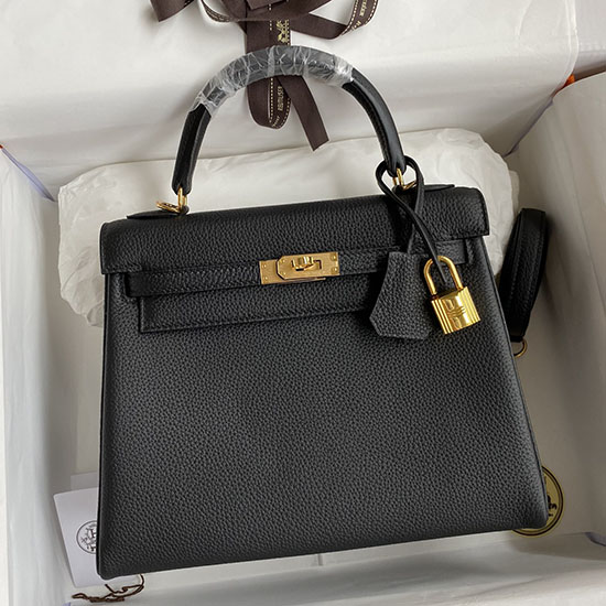 Hermes Togo кожаная сумка Kelly черная Hkt0408