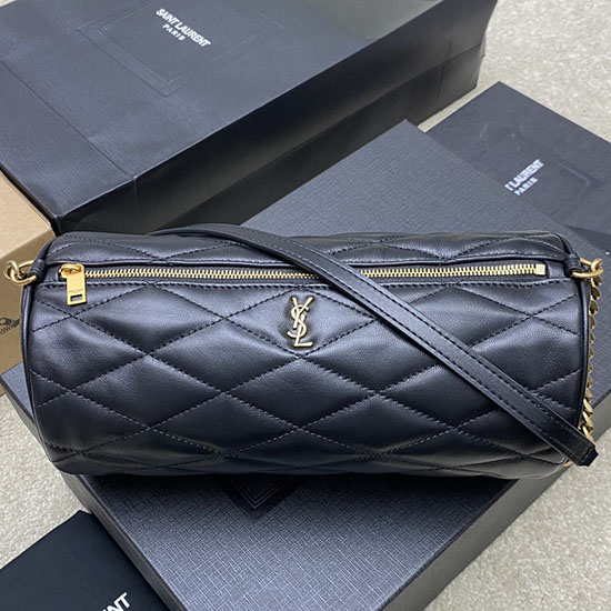 Saint Laurent сумка Sade Tube из кожи ягненка черная 712706