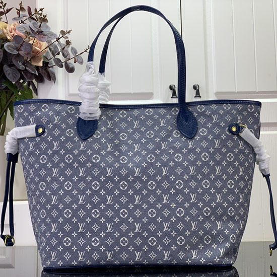 Джинсовая ткань Louis Vuitton Neverfull мм синяя M40995