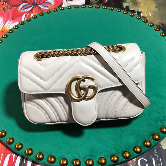 Мини-сумка Gucci Gg Marmont Matelasse белая 446744