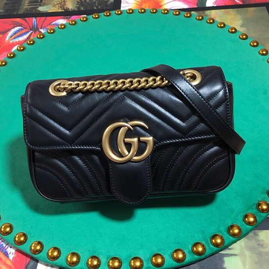 Мини-сумка Gucci Gg Marmont Matelasse черная 446744