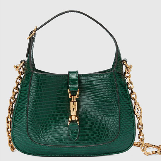 Мини-сумка Gucci Jackie 1961 Lizard зеленая 675799