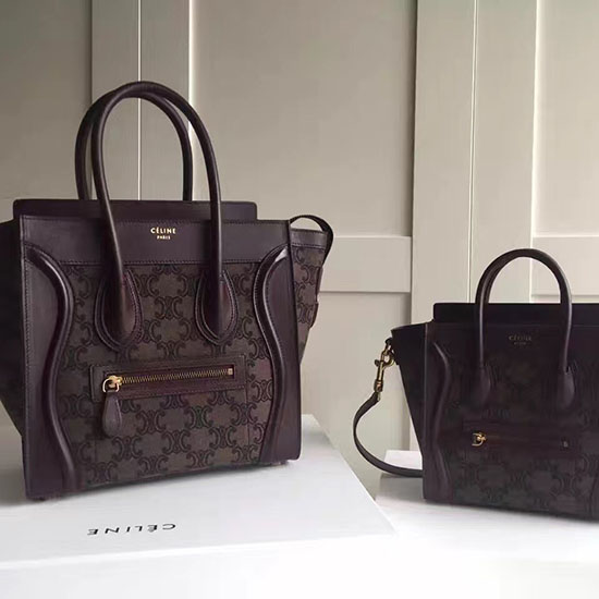 Чемодан Celine Micro бордовый оригинальная кожа Cl112540