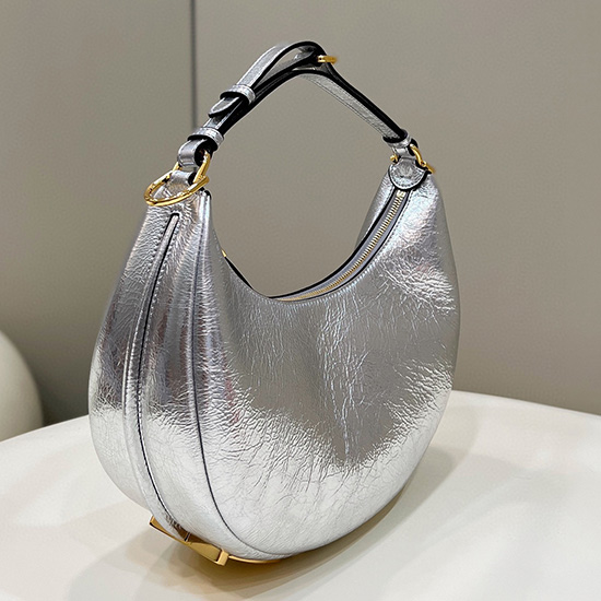 Fendi Fendigrafi Liten Läderväska Silver F80056