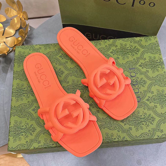 Gucci Interlocking G Slide Sandaler Orange 780307