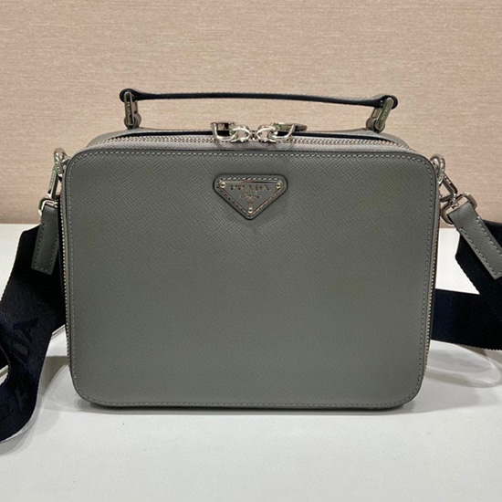 Prada Brique Saffiano Läderväska Grå 2vh069