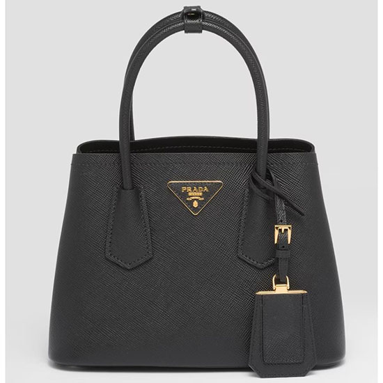 Prada Dubbel Saffiano Läder Miniväska Svart 1bg443