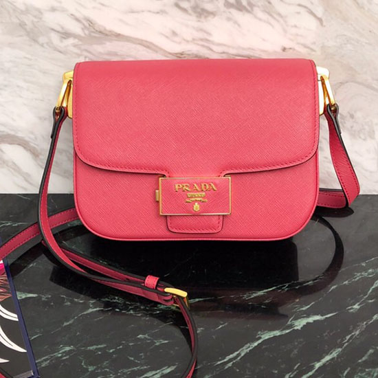 Prada Embleme Saffiano Läderväska Rosa 1bd217