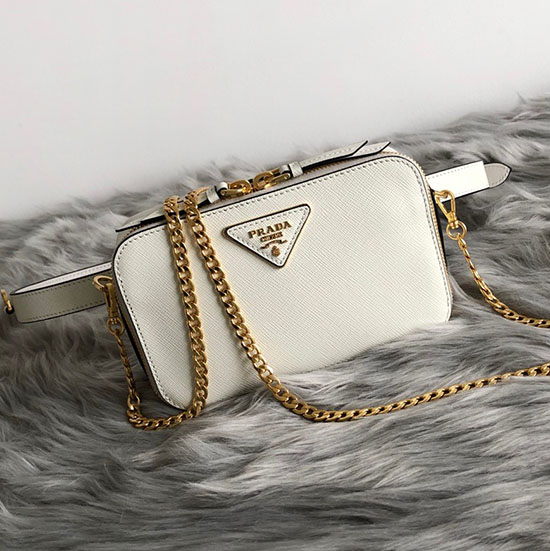 Prada Odette Saffiano Läder Bältesväska Vit 1bl019