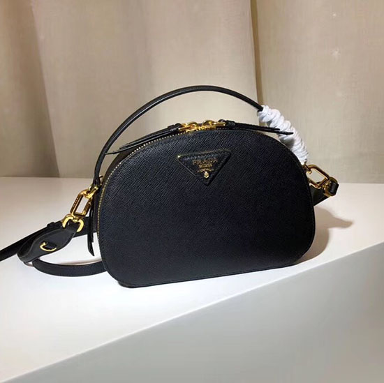 Prada Odette Saffiano Läderväska Svart 1bh123