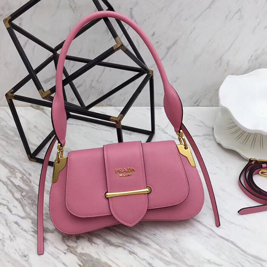 Prada Saffiano Axelväska I Läder Rosa 1bd168